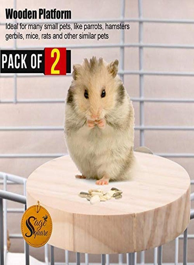 سايج سكوير منصة قفص خشبية طبيعية مرحة من سيج سكوير، للتسلق والتمرين، مناسبة للهامستر والطيور والجرذان والقنافذ والفئران (عبوة من قطعتين) - Image 2